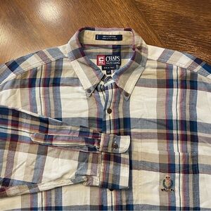 Chaps Ralph Lauren Button down plaid long sleeve shirt XL Tall 100% cotton